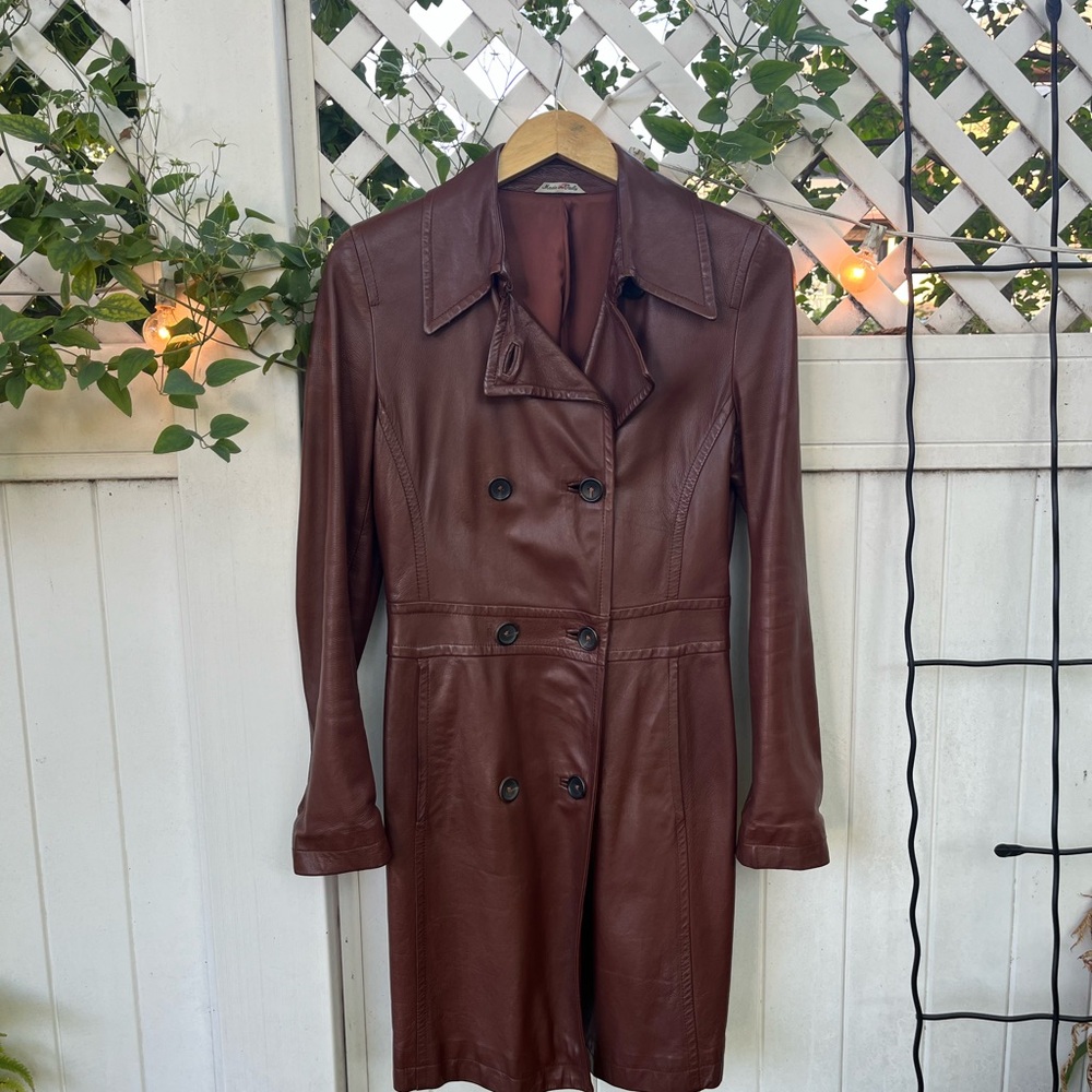 Henri Bendel 1990s Leather Trenchcoat Made in Italy XS